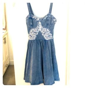 Topshop blue and lace mini dress